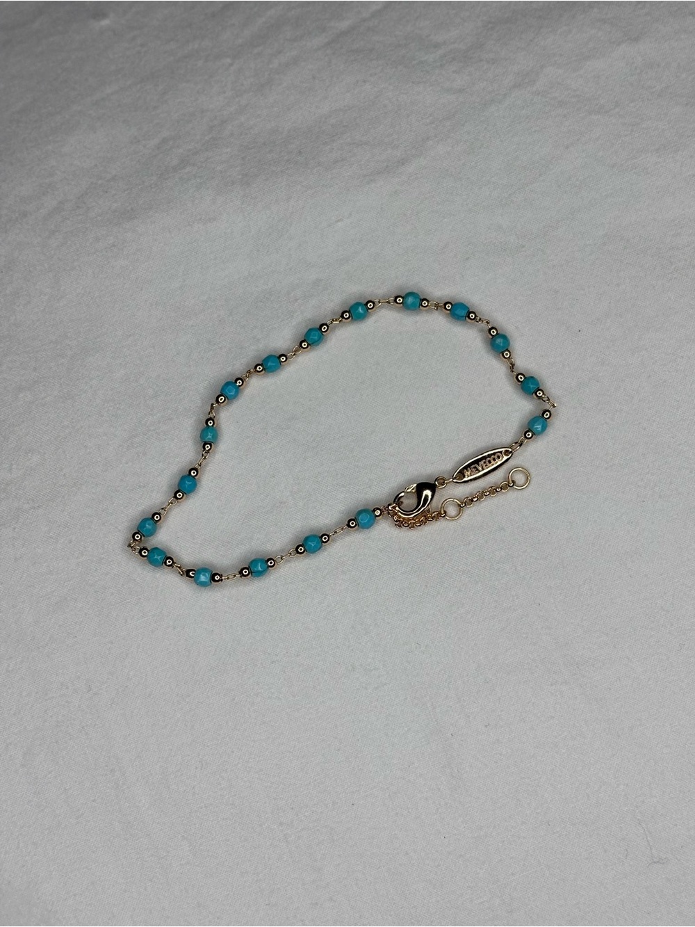 MEVECCO Gold Round Turquoise Beaded Bracelets 14K Gold Plated Handmade Cute